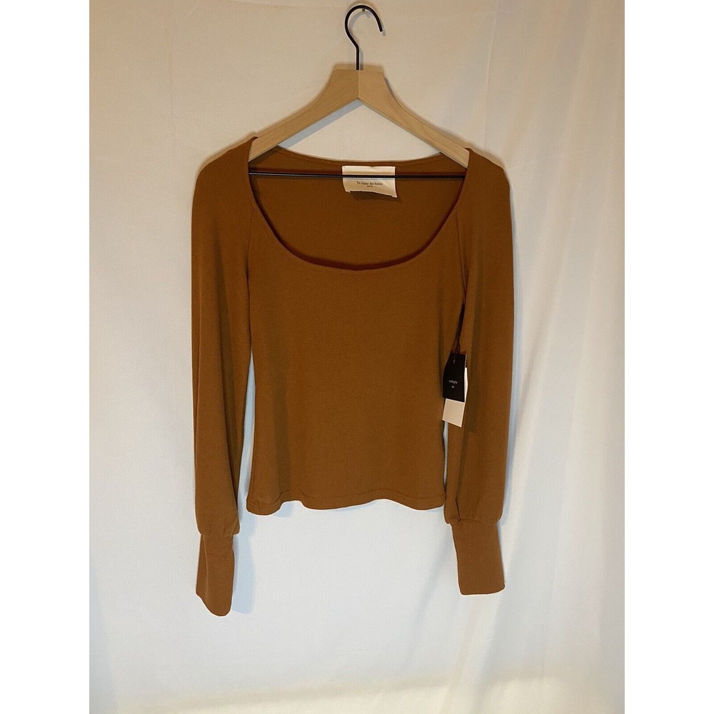 Le Clair De Lune Paris Long Sleeve Crop Top Rust Size S NWT